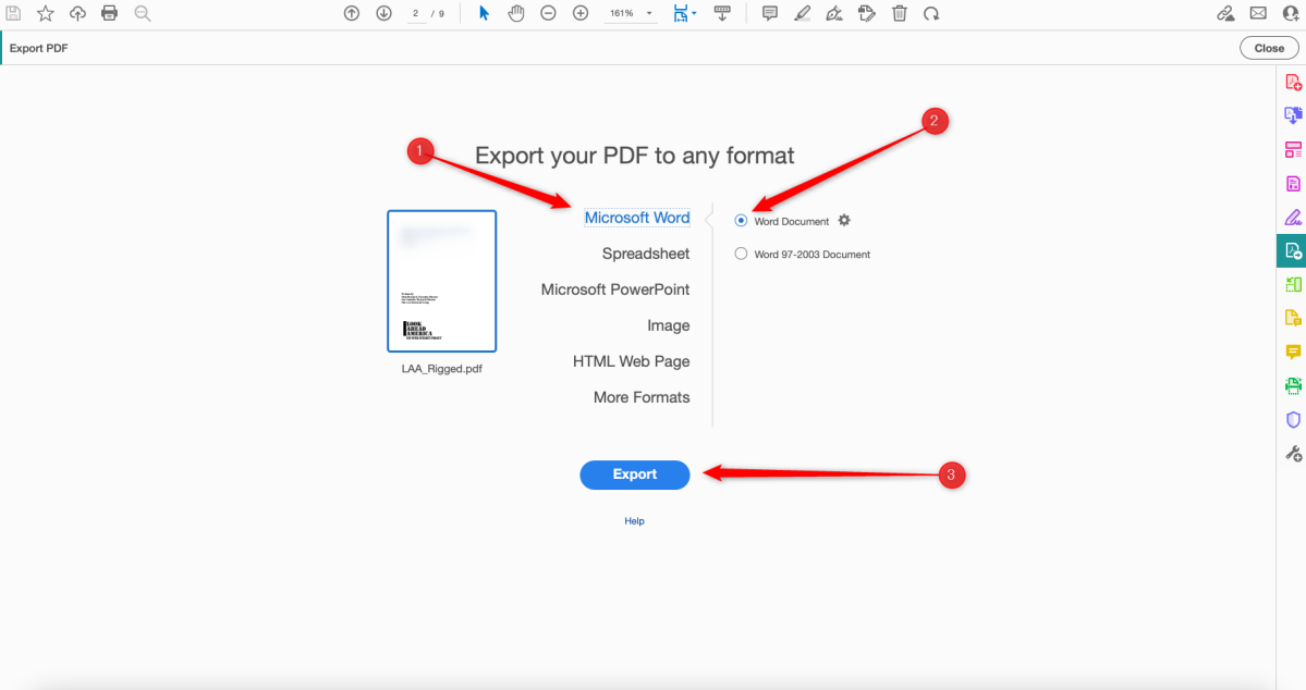 Exportación de PDF