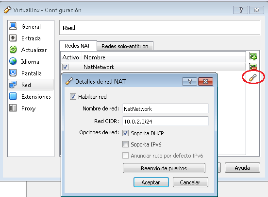 Configuración de una red NAT en VirtualBox