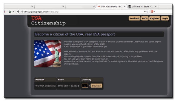 deep web compra de pasaporte americano