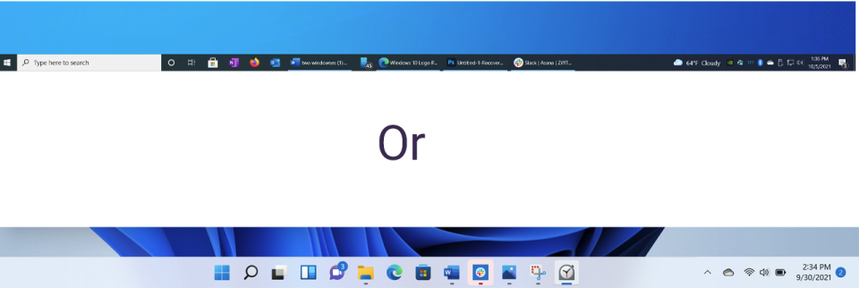 Barra de tareas de Windows 10 vs.  Barra de tareas de Windows 11