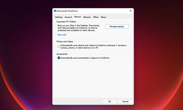 PrtSc con OneDrive para capturas de pantalla en Windows 11