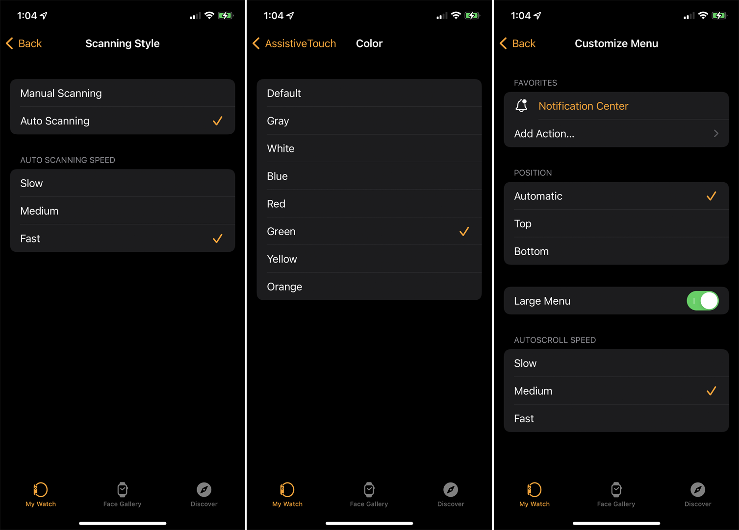 escaneo de configuraciones de capturas de pantalla en iphone
