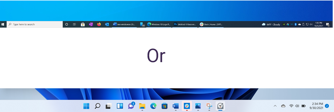 Barras de tareas de Windows 10 y Windows 11