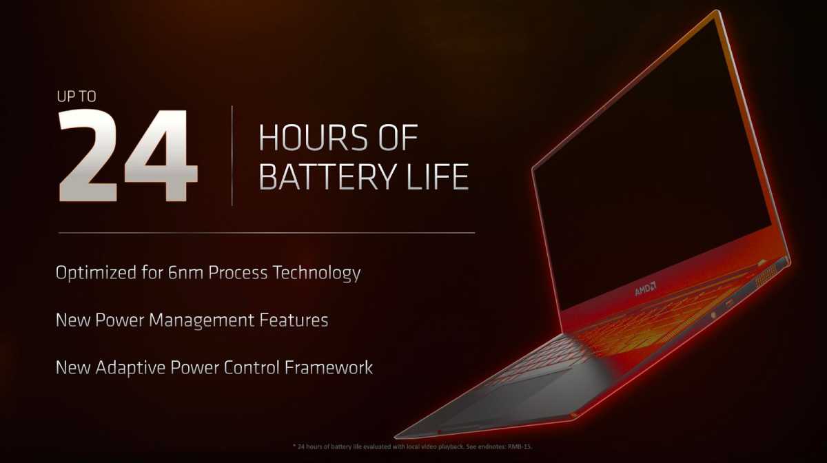 La duración de la batería de la computadora portátil AMD Ryzen es de 24 horas.