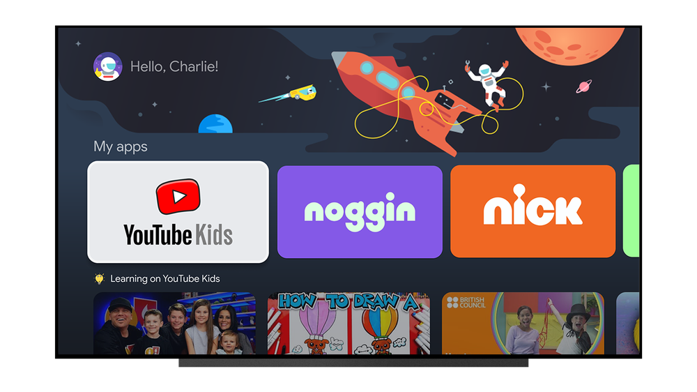 Pantalla de Chromecast que te permite elegir un tema adecuado para niños