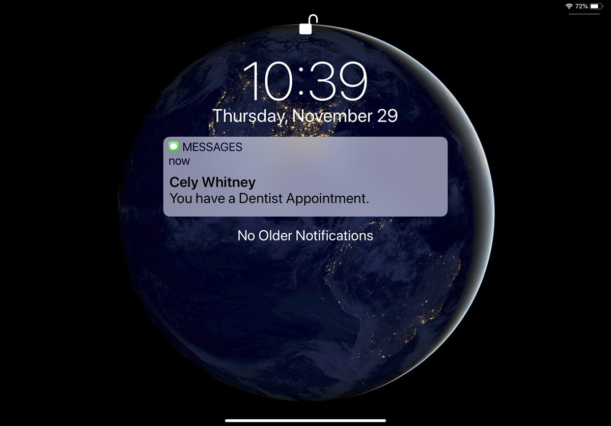 Notificación de configuración de iPhone