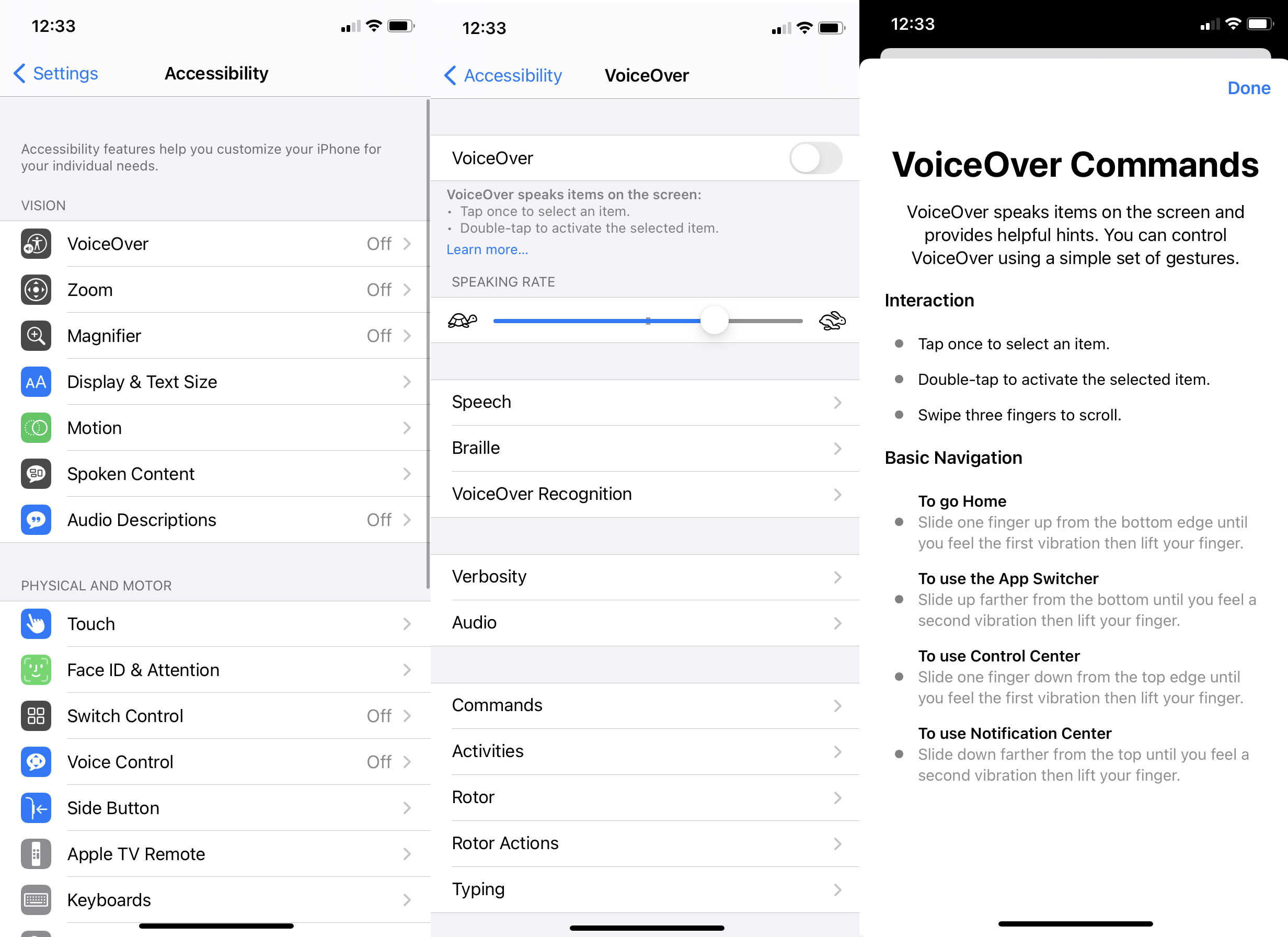 una captura de pantalla de la configuración de voz de Apple