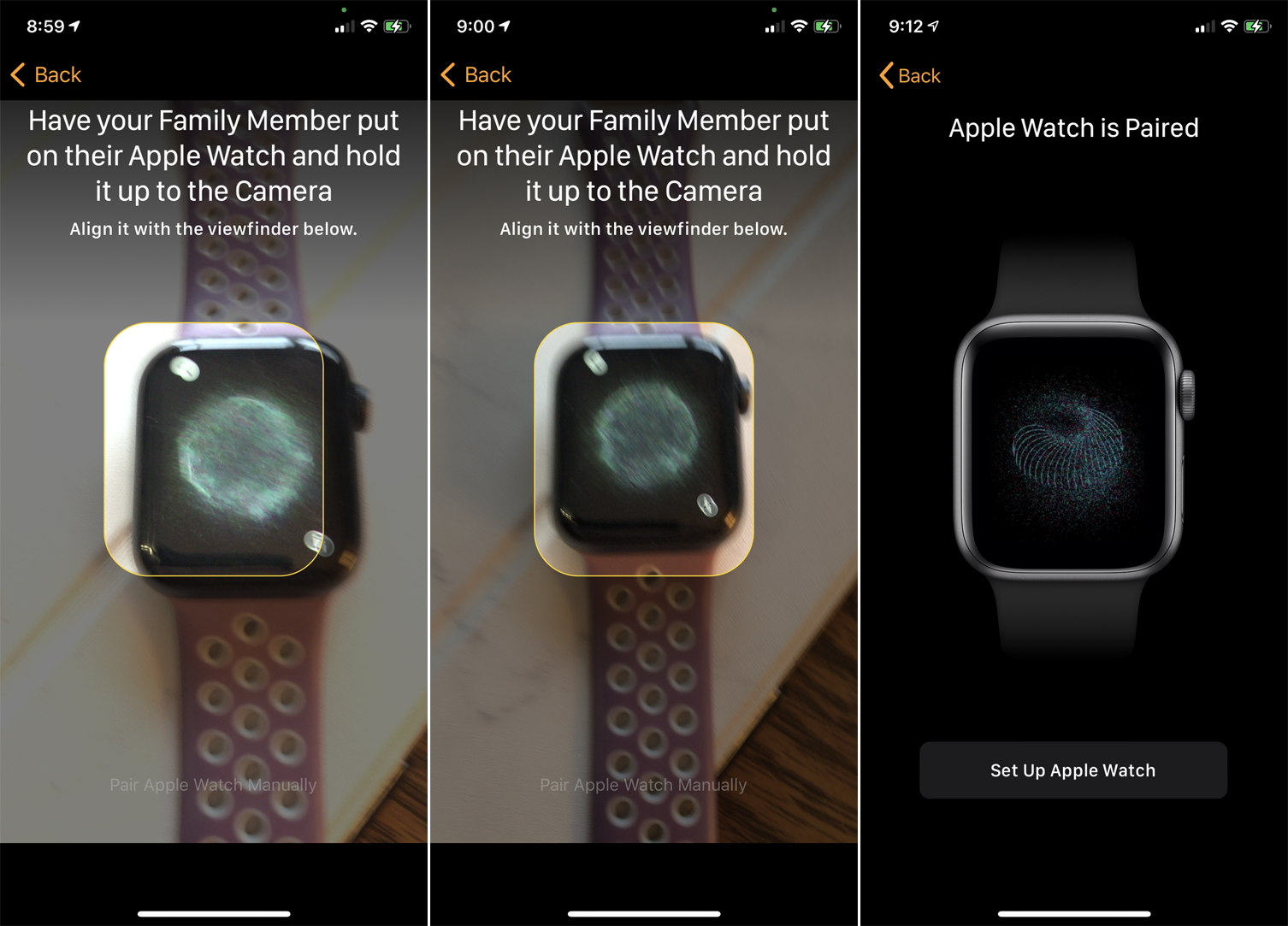 el proceso que empareja el Apple Watch con el iPhone