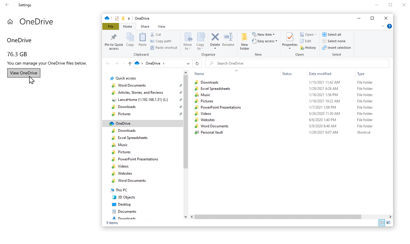 captura de pantalla de archivos Onedrive en Windows
