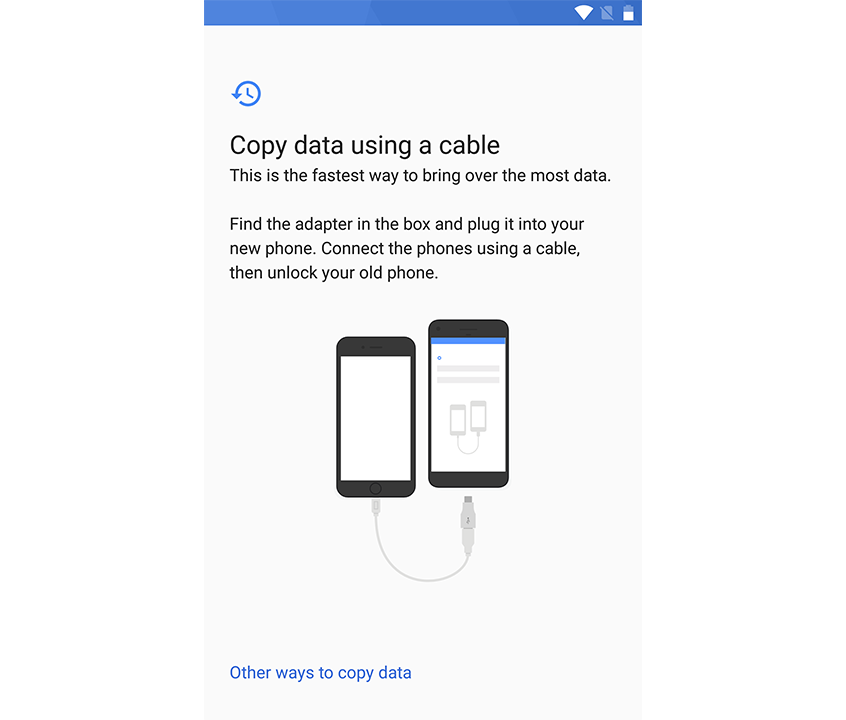 Copie datos a Android por cable