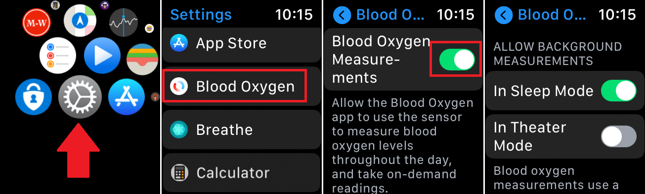 Ajustes de oxígeno en sangre en el Apple Watch