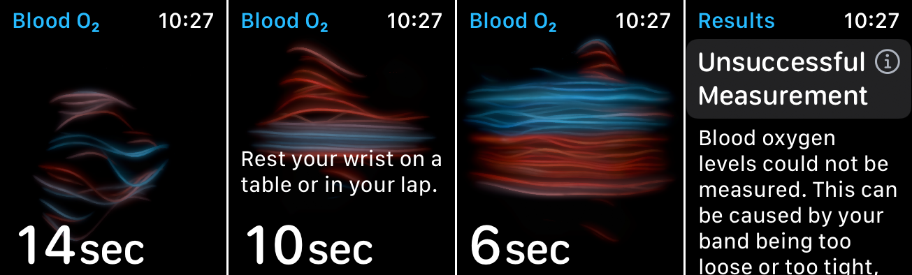 No se pudo leer el oxígeno en sangre en Apple Watch