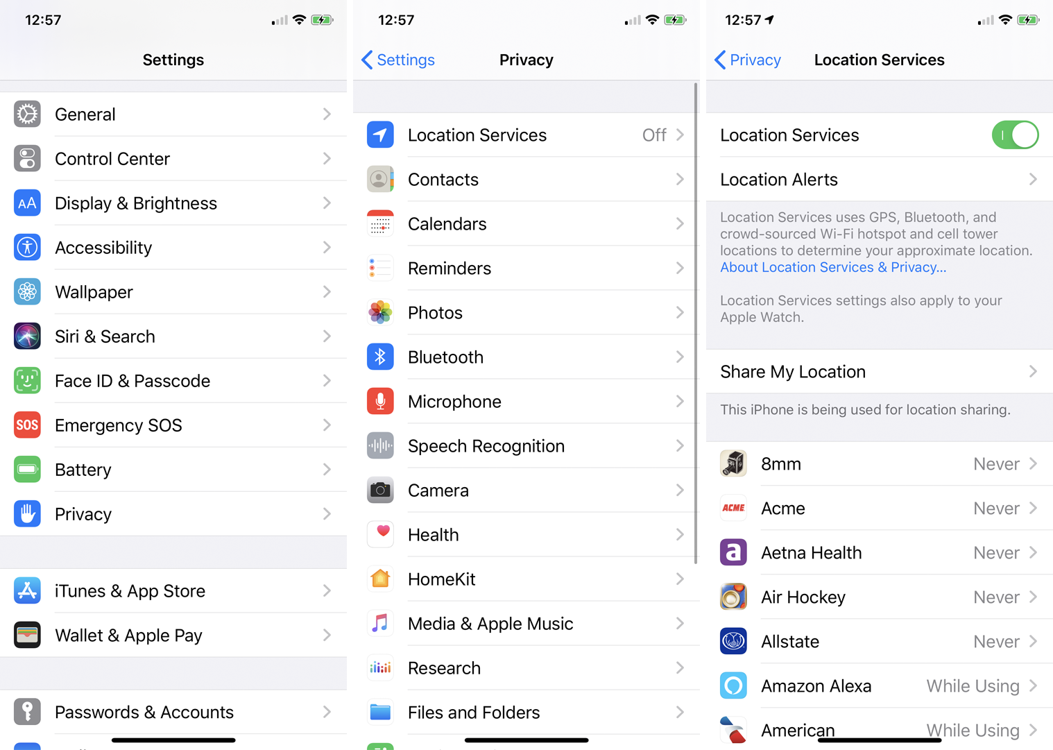 Configuración de servicios de ubicación en iPhone