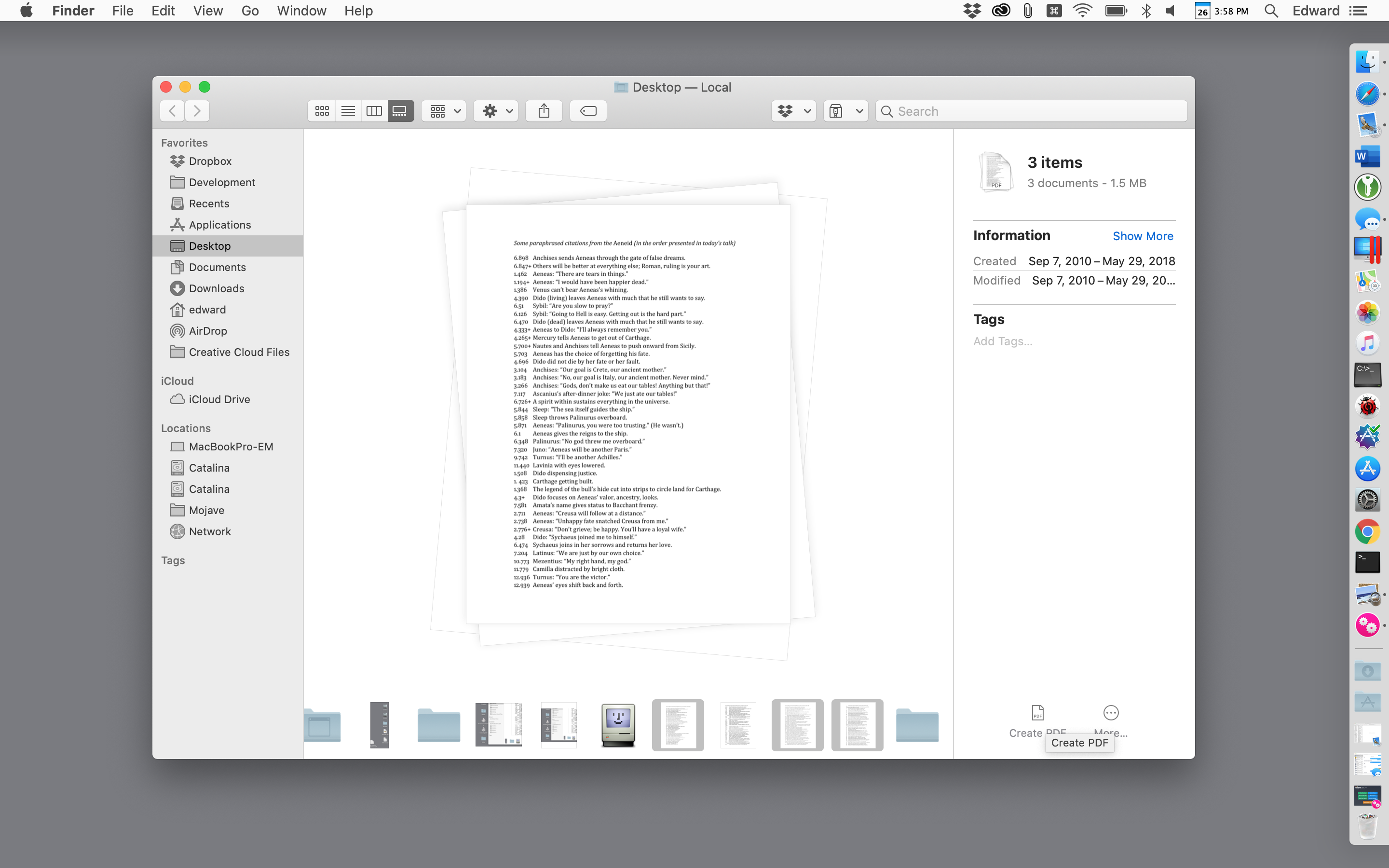 Use Finder en una Mac para combinar archivos PDF