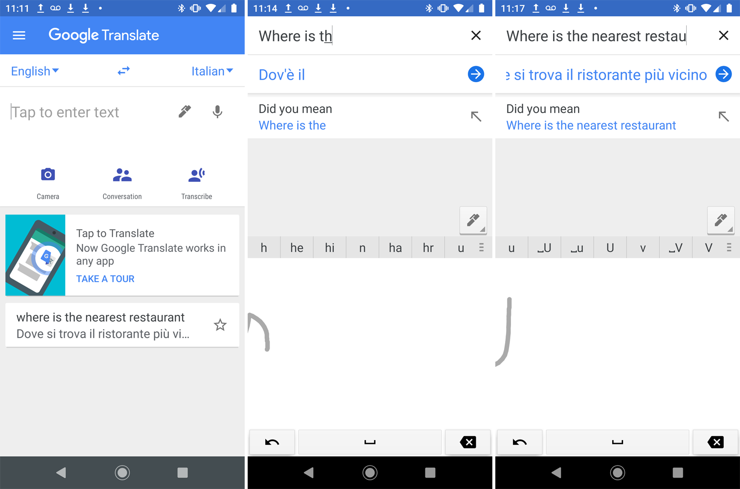 Aplicación de Google Translate para escribir y escribir