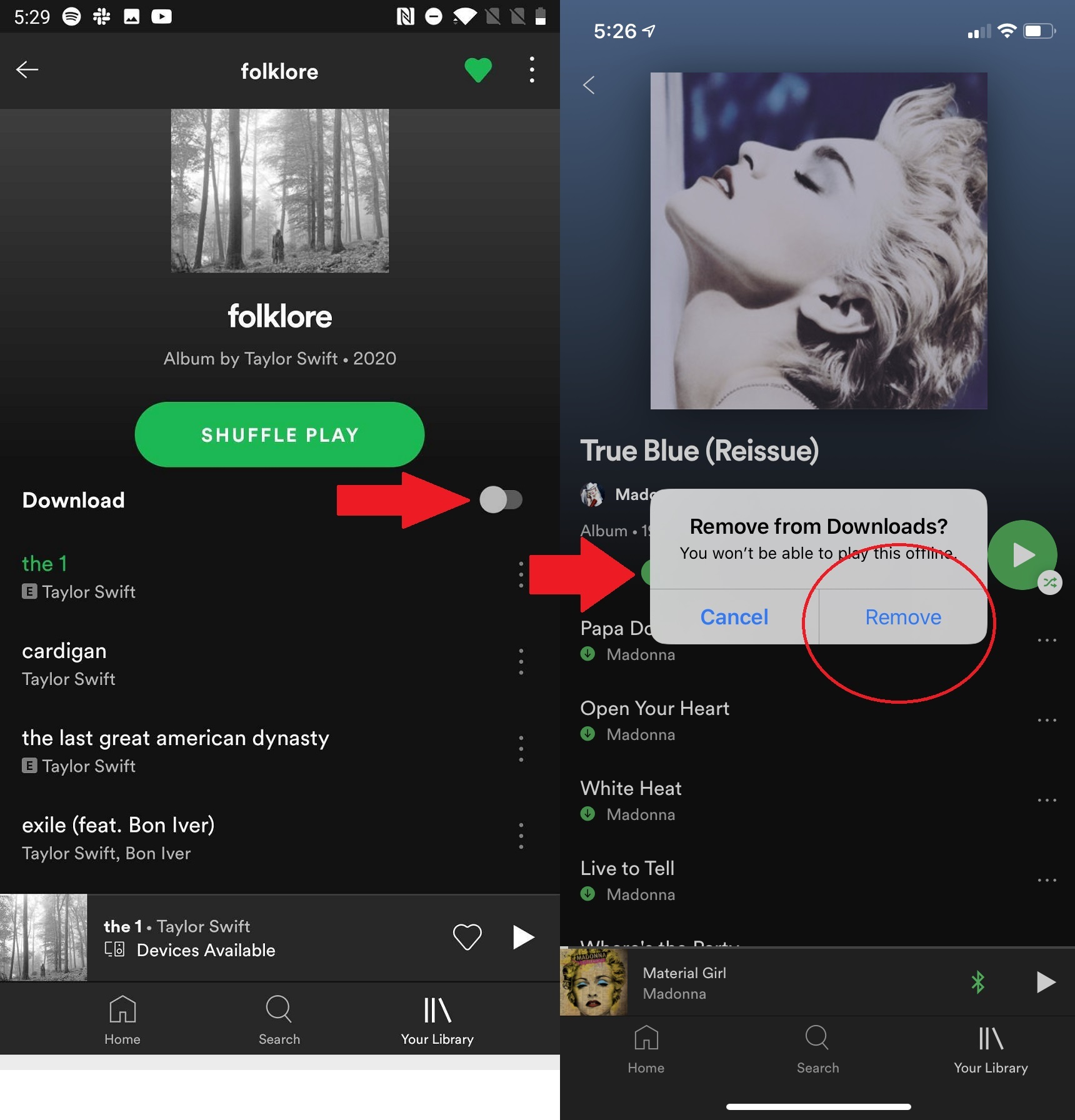 Eliminar álbumes descargados en Spotify