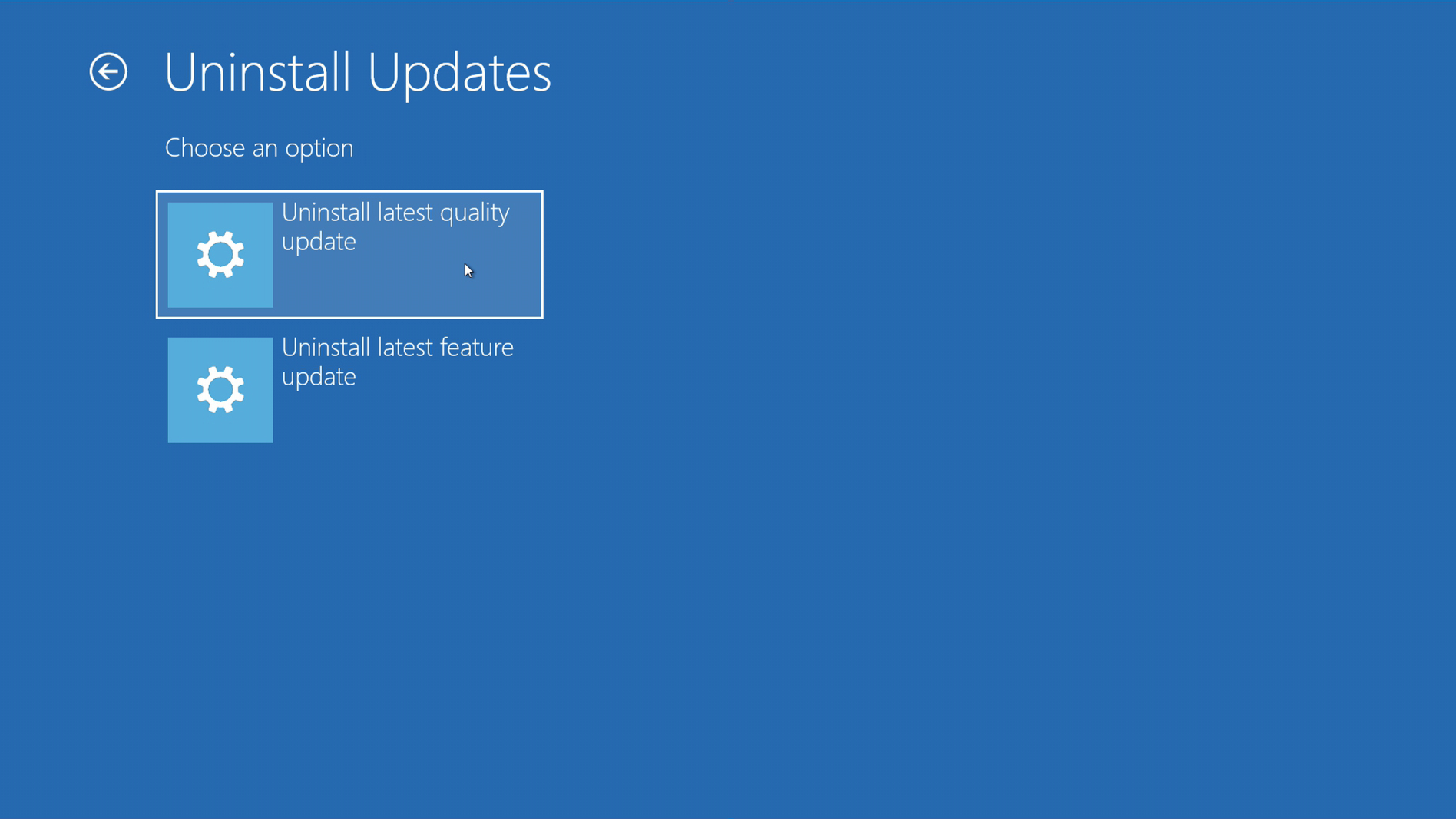 Opciones para desinstalar actualizaciones en Windows