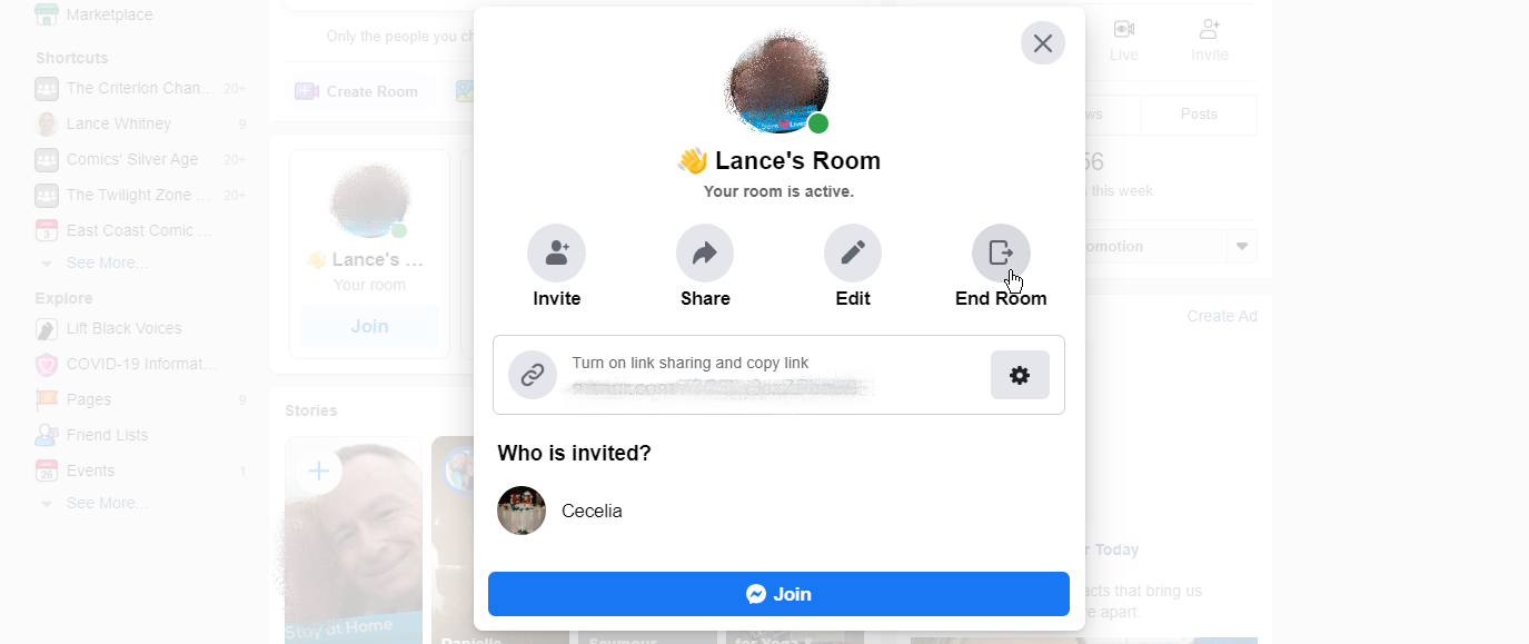 Configuración de la sala de Facebook Messenger