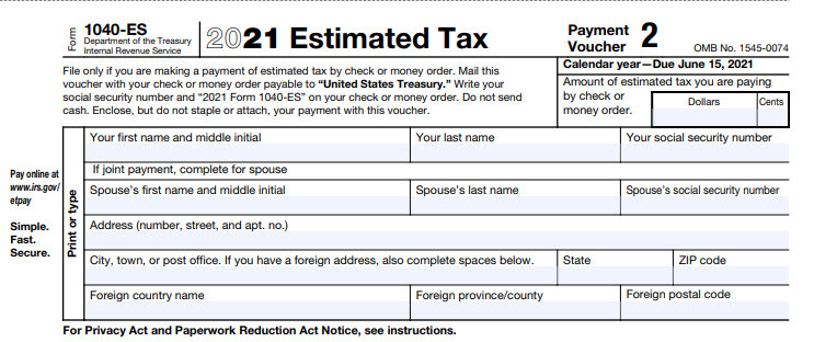 Formulario de impuestos estimados 1040-EC