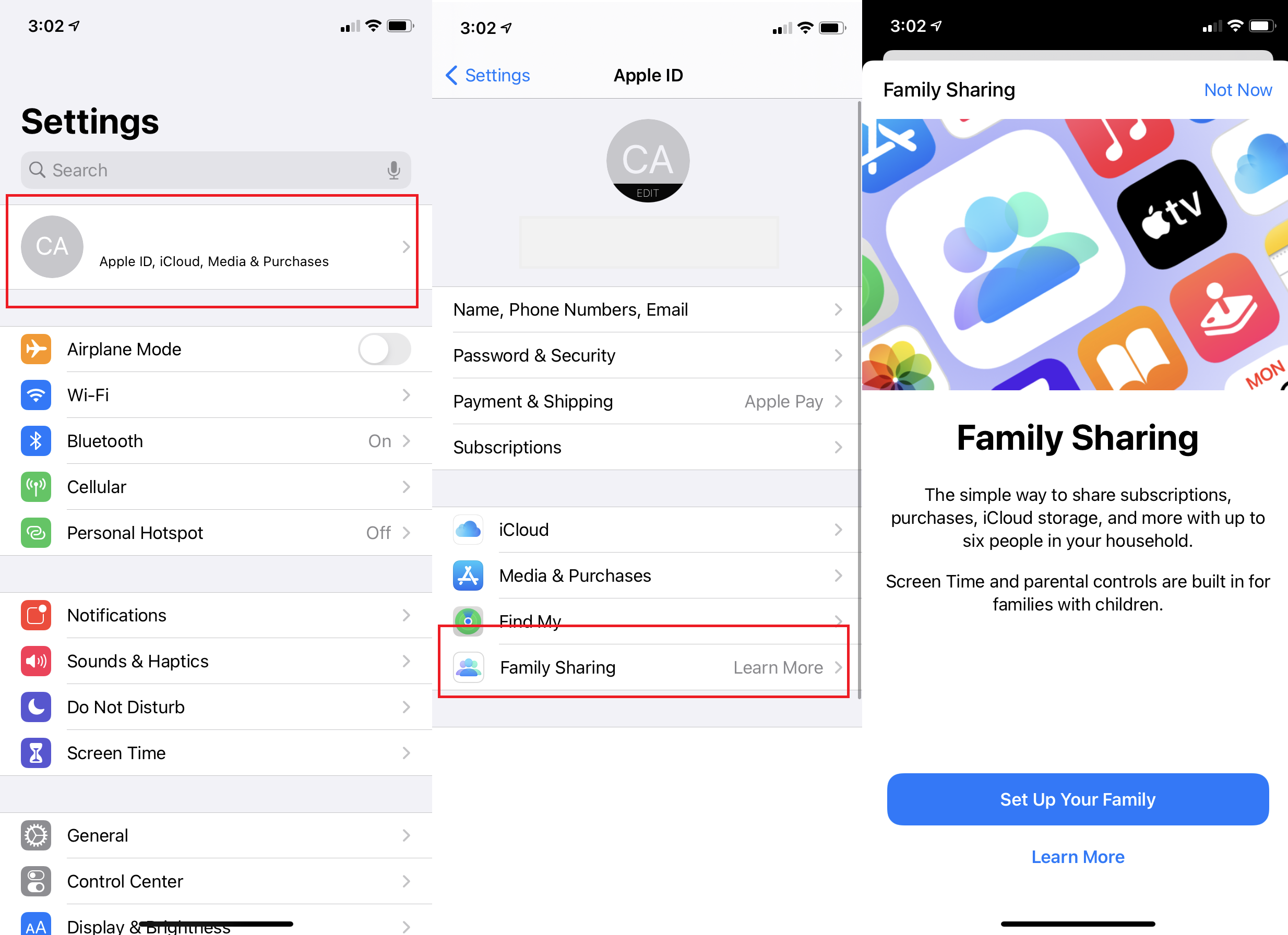 Configuración de Compartir en familia en iOS
