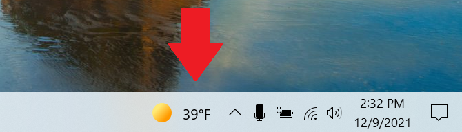 captura de pantalla del indicador meteorológico en Windows 10