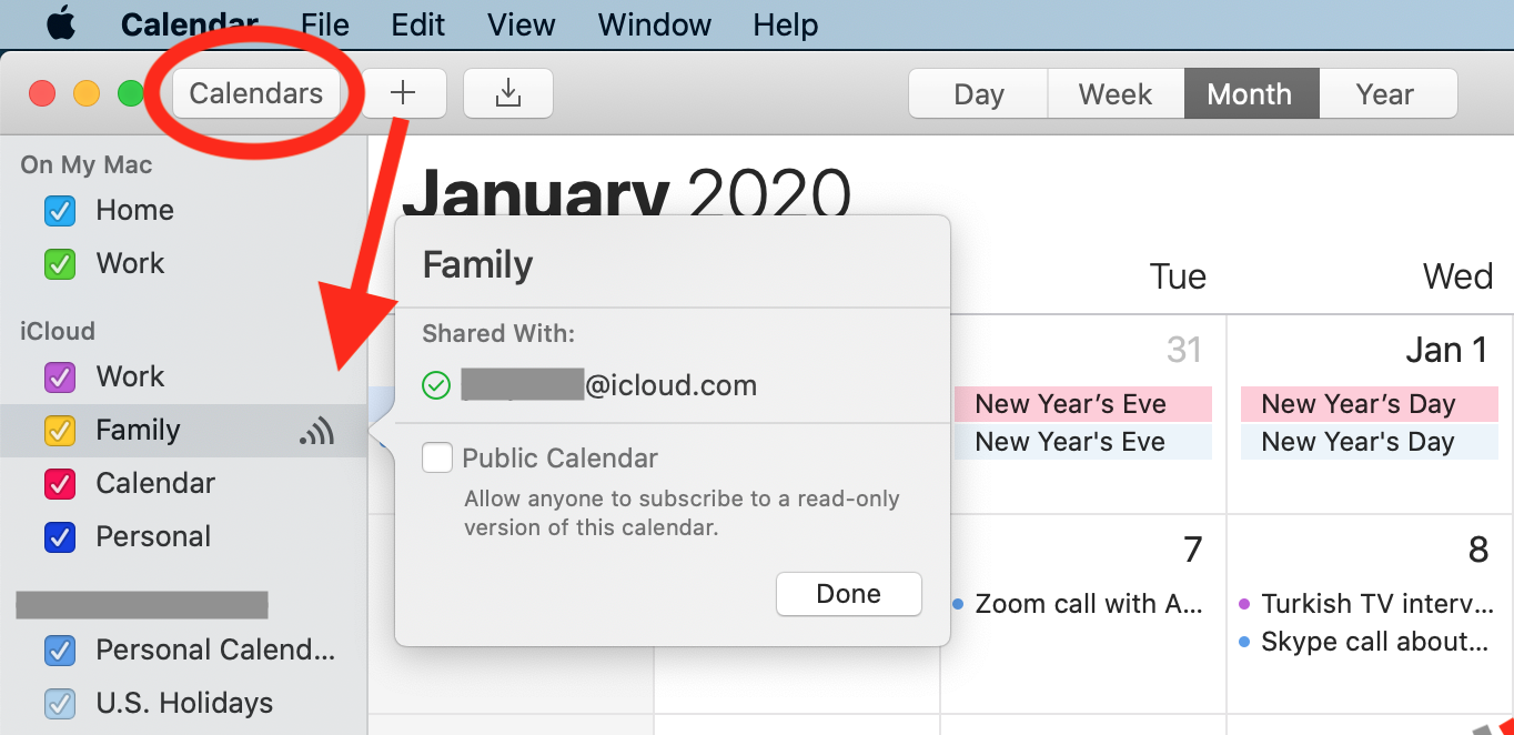 Compartir Calendario de Apple
