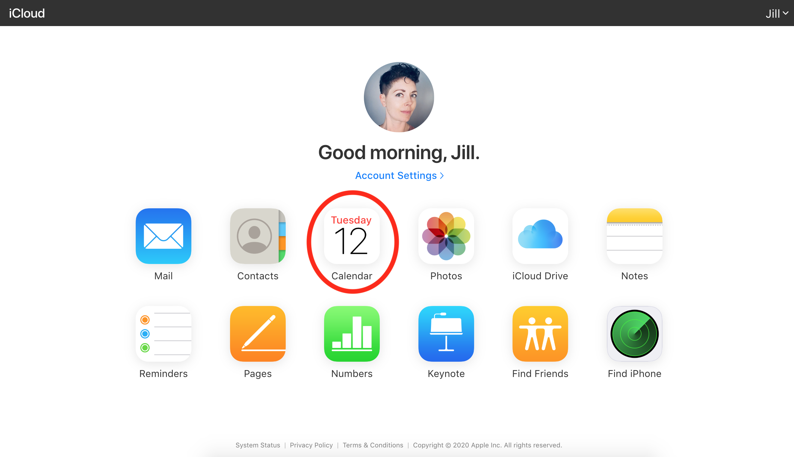 Calendario de Apple en iCloud
