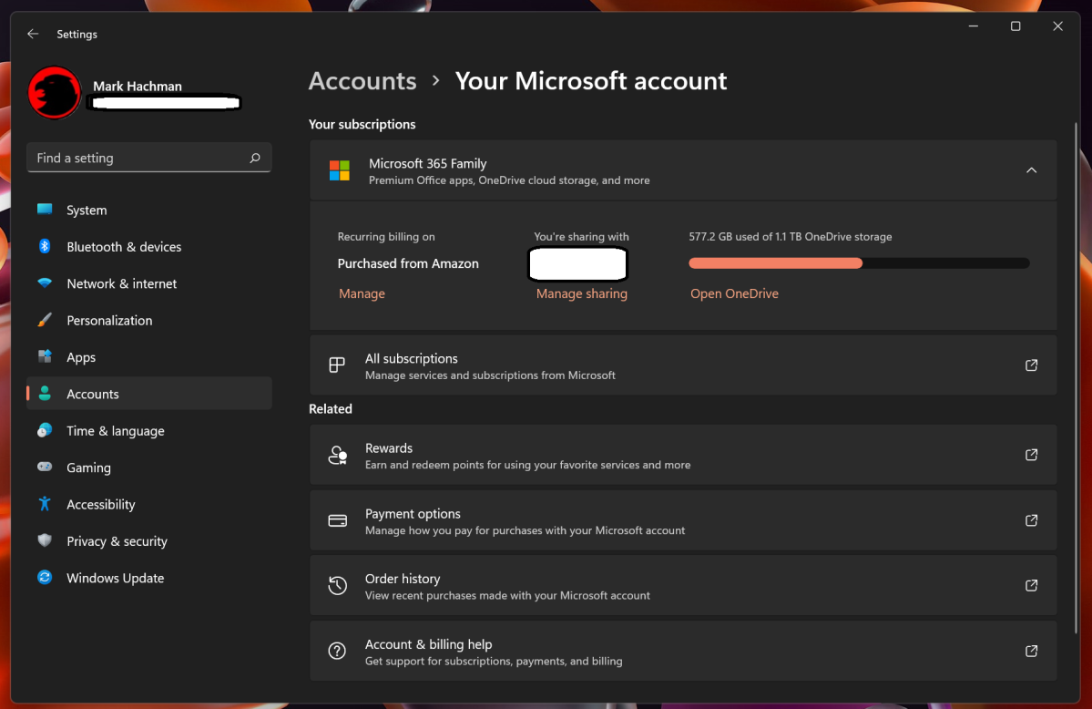 Cuenta de Microsoft en la configuración de Windows 11