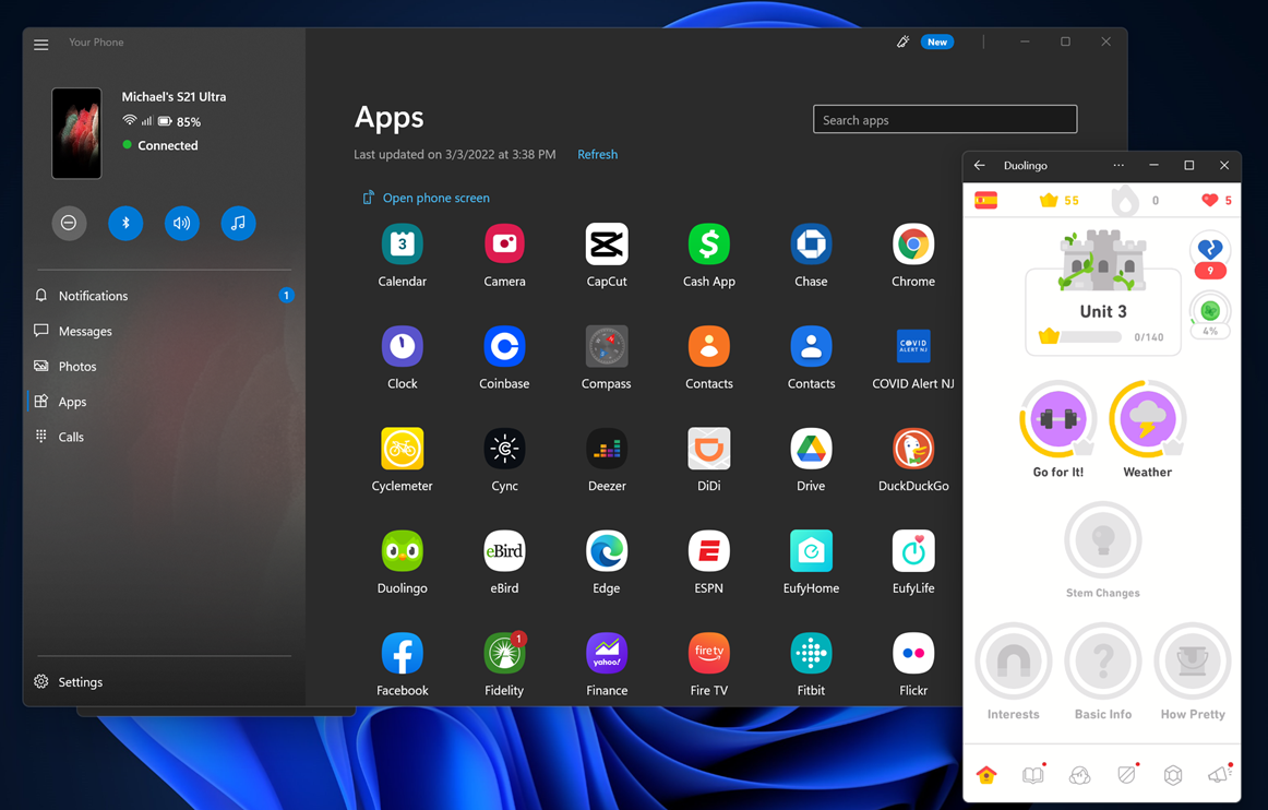 La aplicación Your Phone de Windows 11 le permite usar aplicaciones de Android en su escritorio, aunque en realidad se están ejecutando en el teléfono cercano.