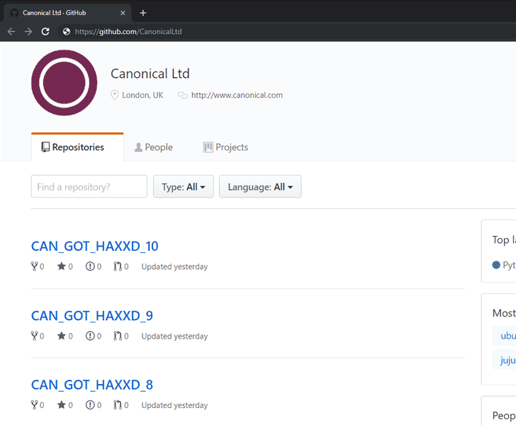 ubuntu canónico github hackeado
