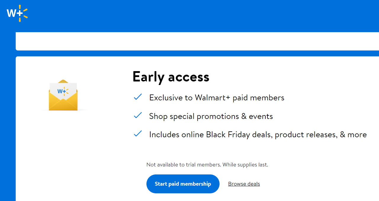 walmart + página de registro de acceso anticipado