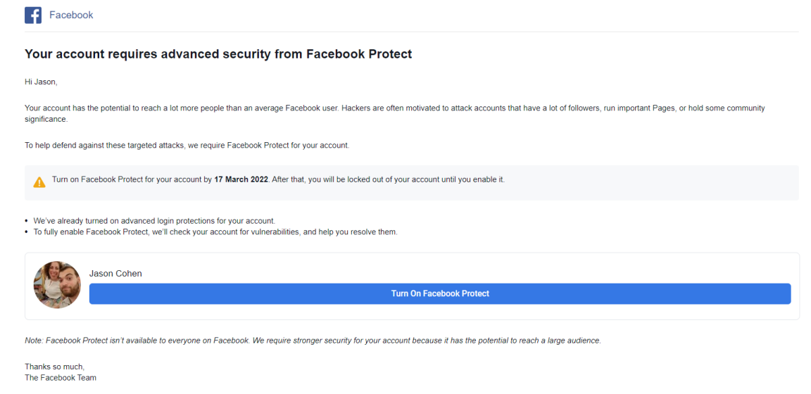 Correo electrónico protegido de Facebook