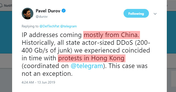 hong kong protesta telegrama ddos ​​ataque