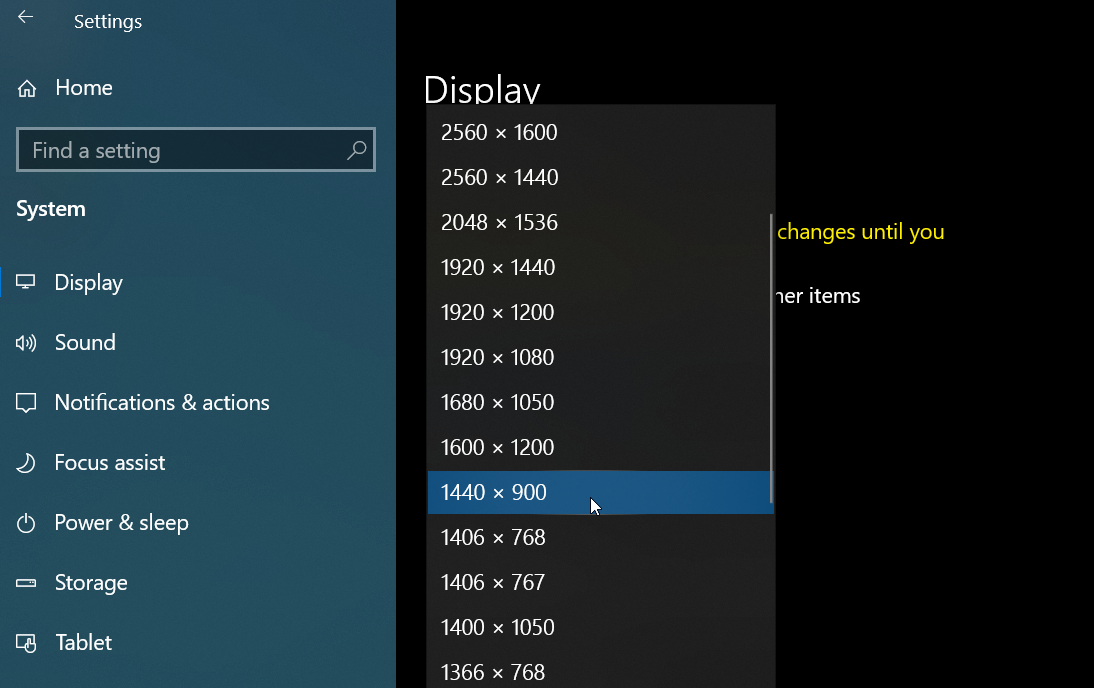 Windows 10 Tamaño de aplicaciones y texto