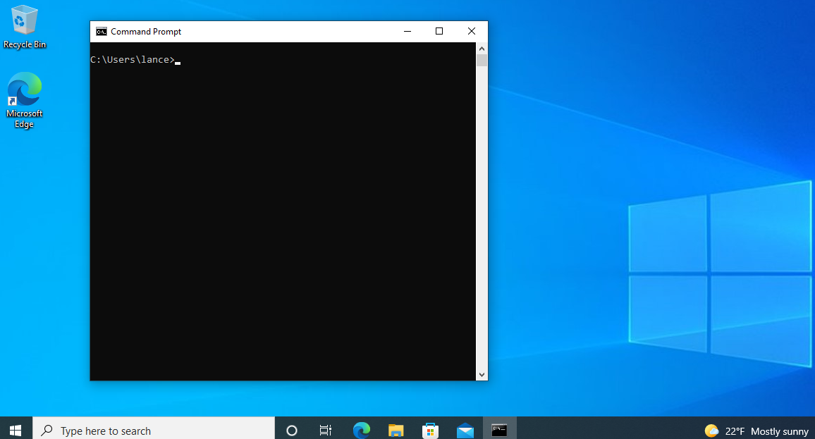 Símbolo del sistema abierto de Windows 10