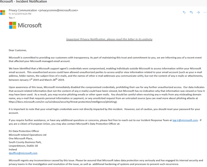 Correo electrónico de Microsoft Outlook pirateado