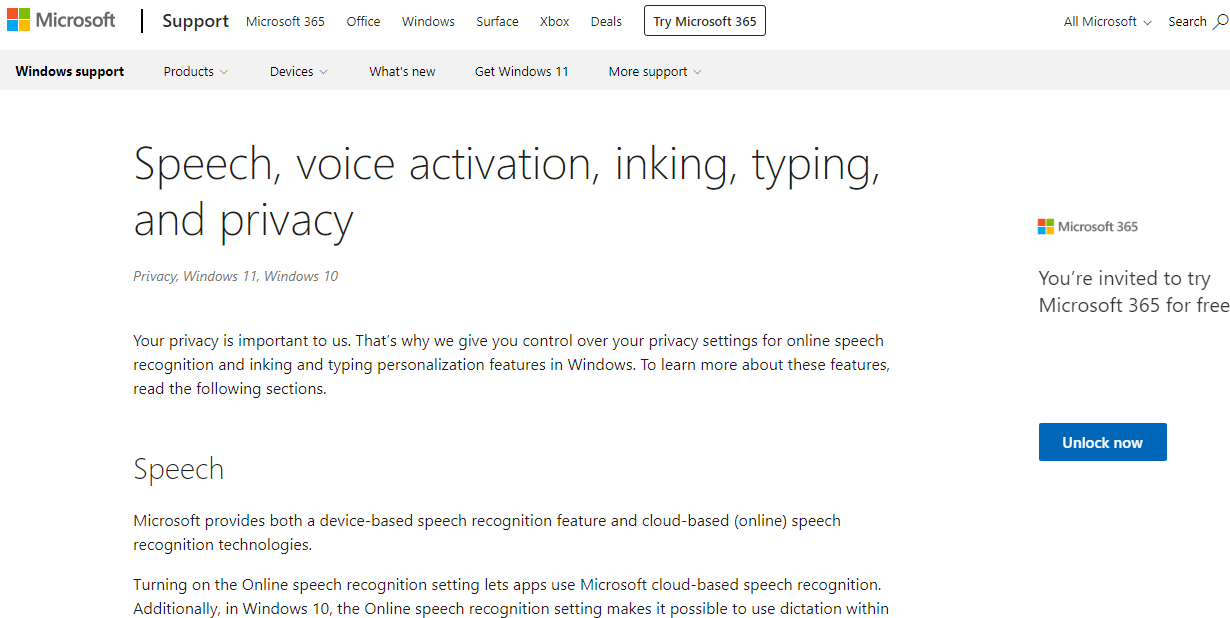 Página web de soporte de Microsoft