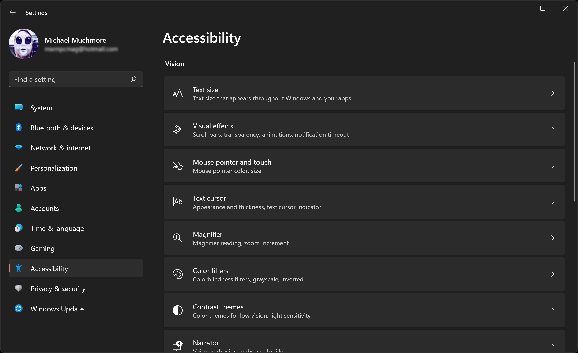 Configuración de accesibilidad en Windows 11