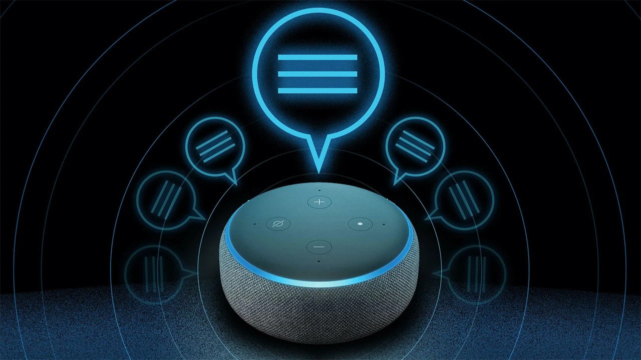 Amazon Echo Dot con burbuja de texto