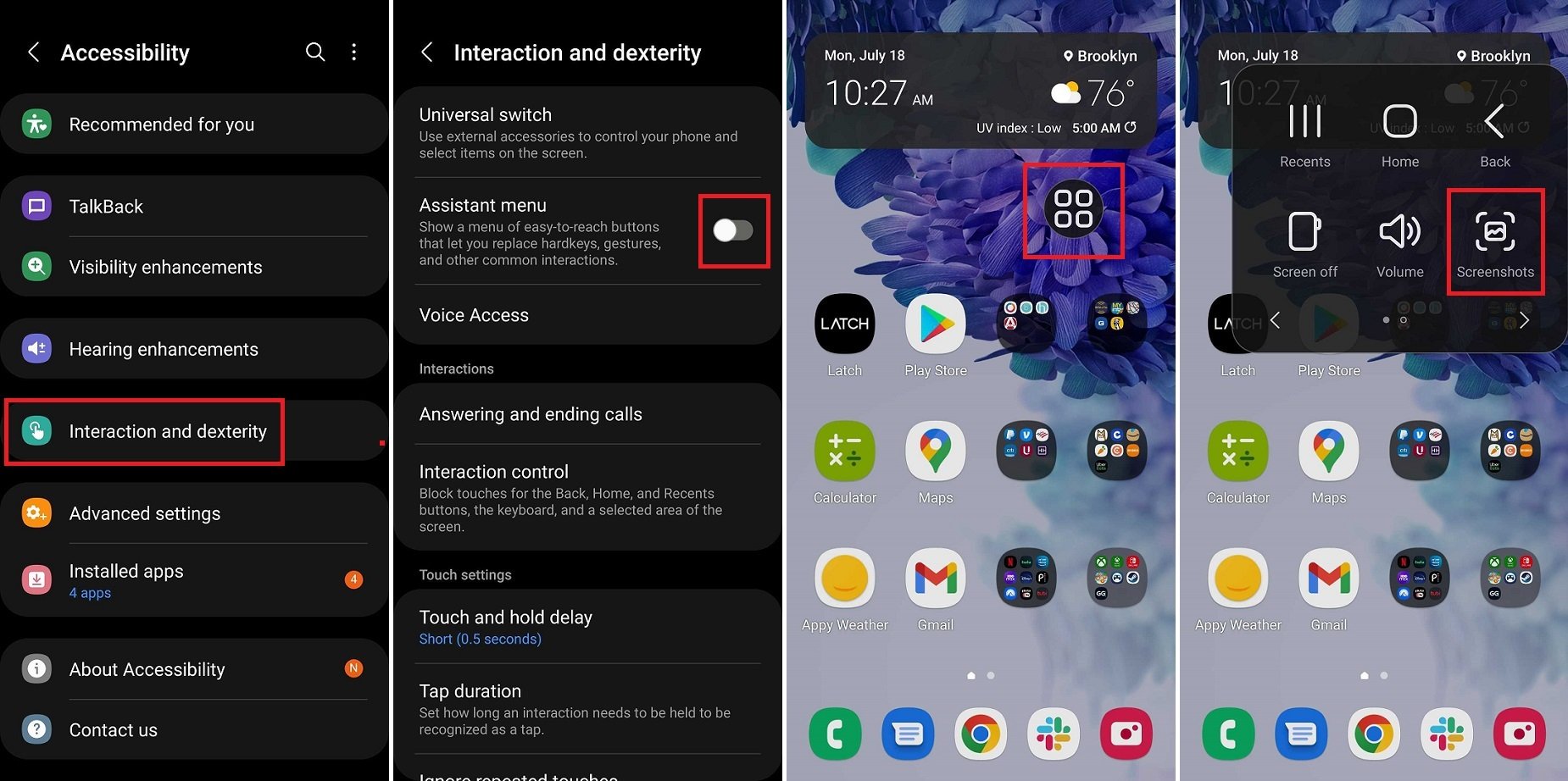Menú de accesibilidad de Android