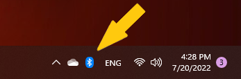 Icono de Bluetooth de Windows 11 visible en la barra de tareas