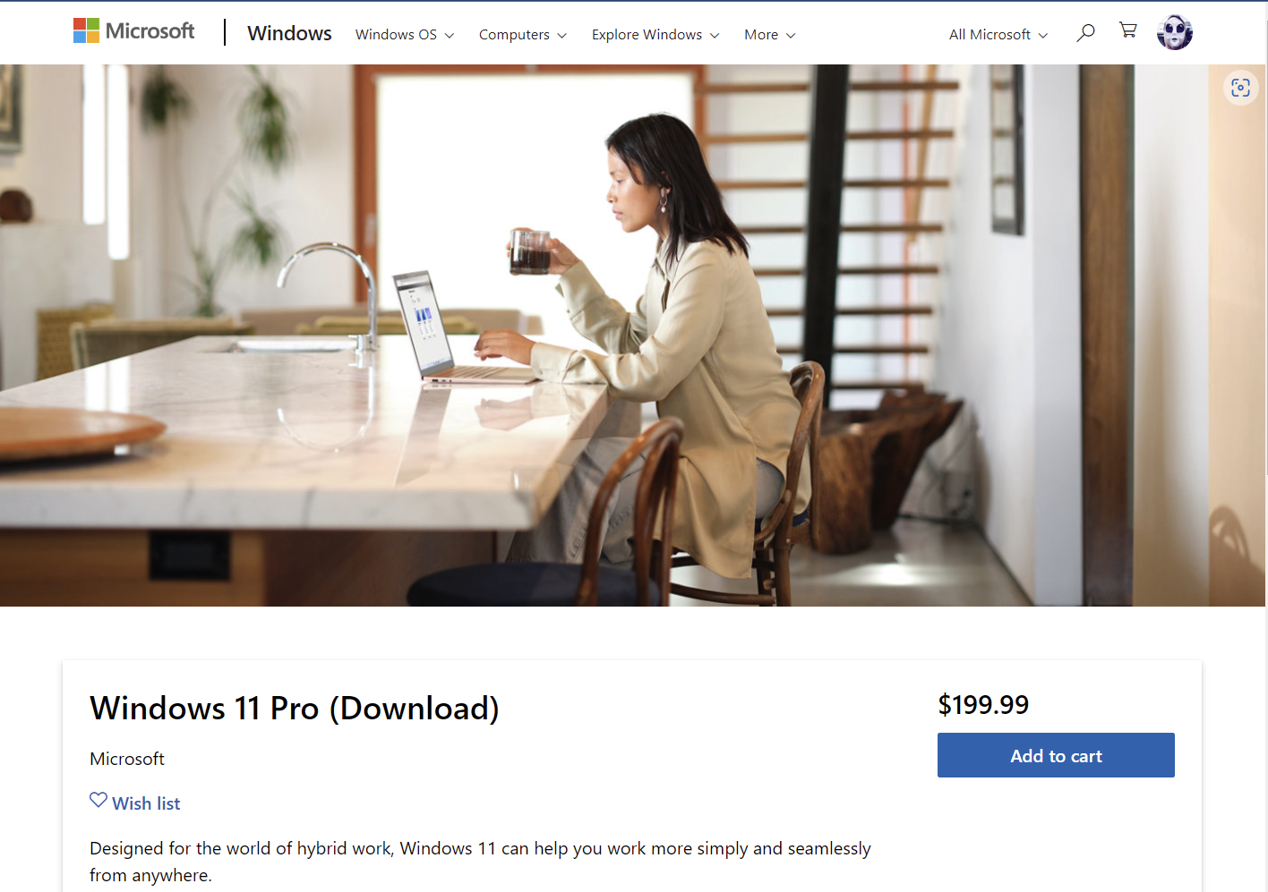 Página de compra de Windows 11 Pro