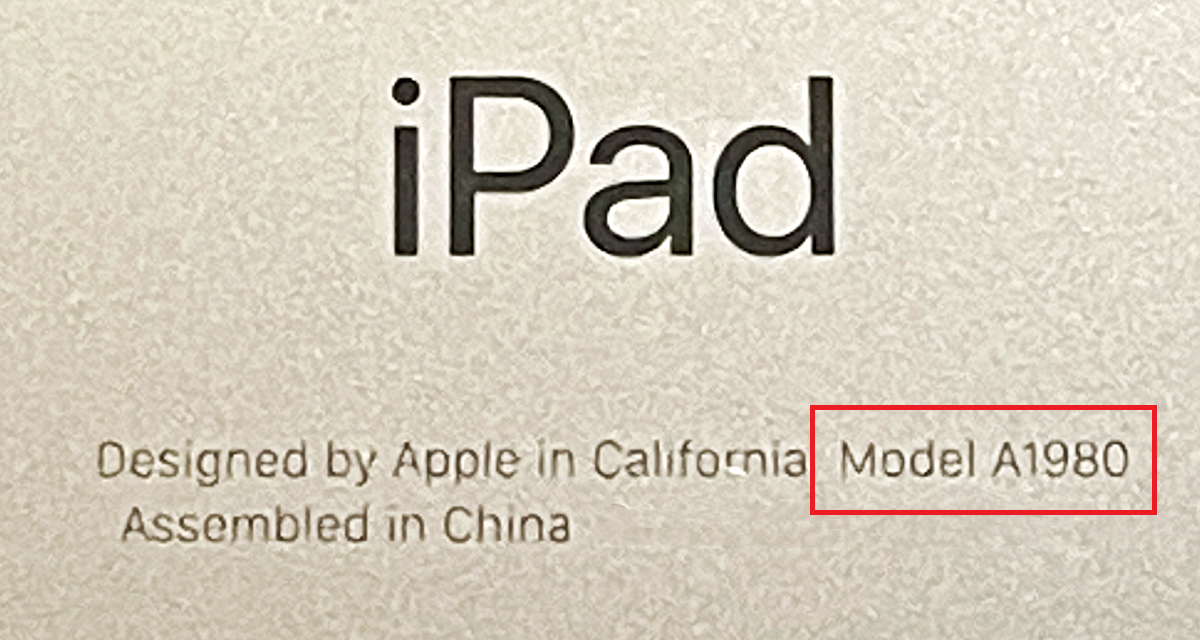Ver el número de modelo en la parte posterior del iPad