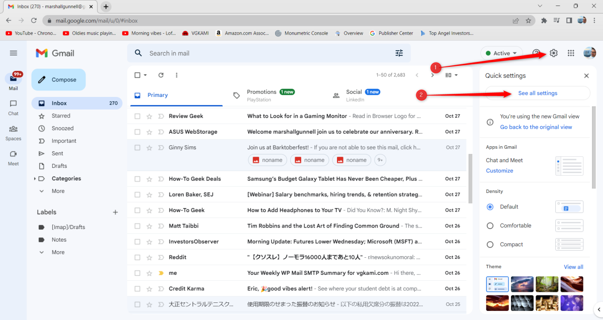 Ir a la configuración de Gmail