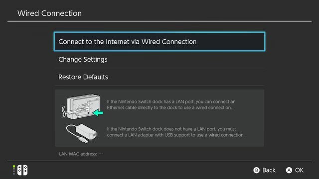cambiar la configuración de conexión por cable
