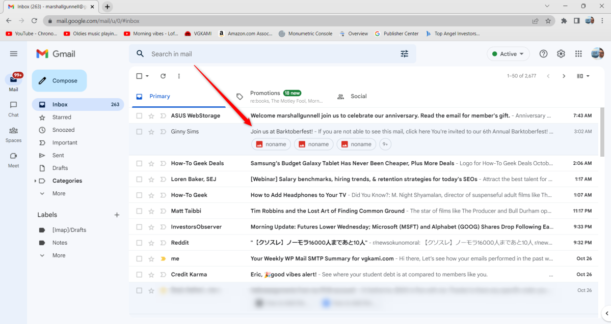 Seleccione un correo electrónico en Gmail
