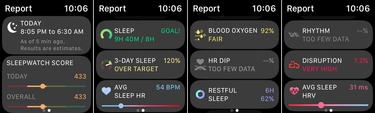 Ver datos de SleepWatch en su Apple Watch