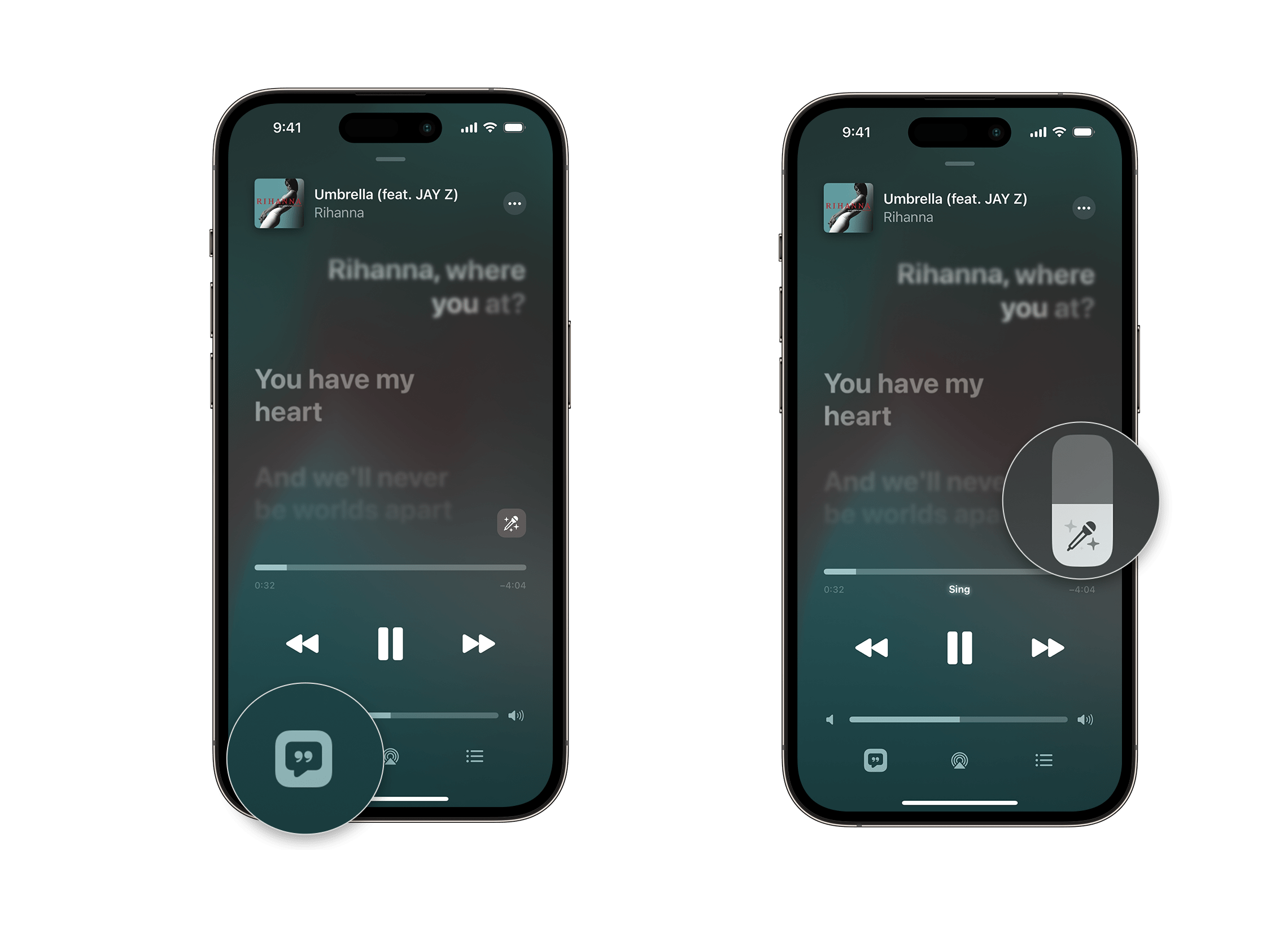 Apple Music Sing en el iPhone