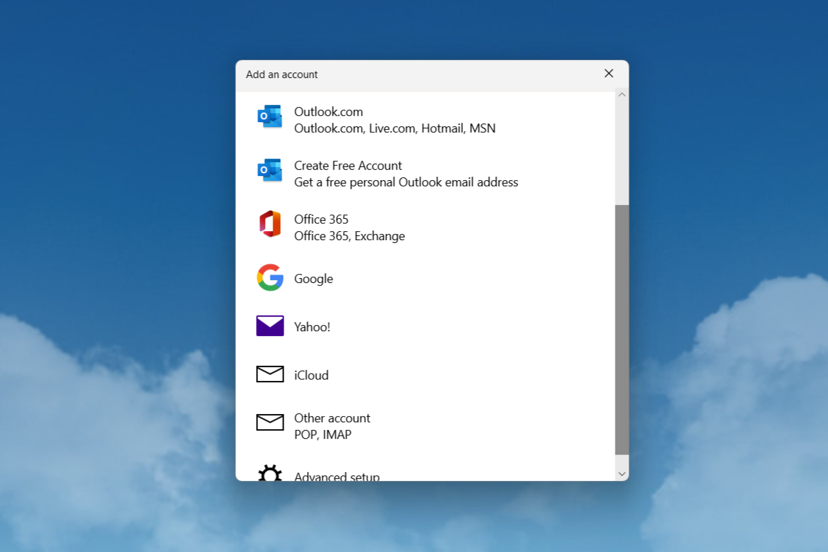 Agregar correos electrónicos a la aplicación de correo de Windows 11