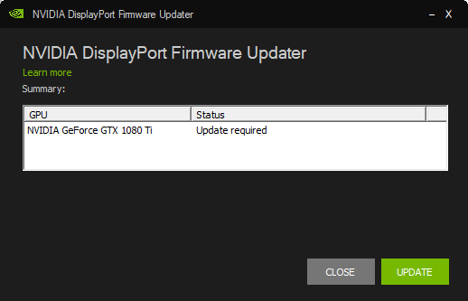 Alerta de actualización de firmware de Nvidia GeForce GTX 1080 Ti